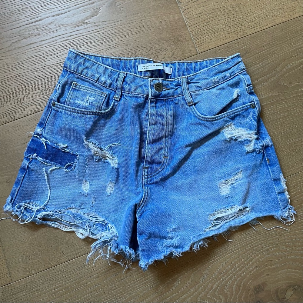 Blue denim shorts